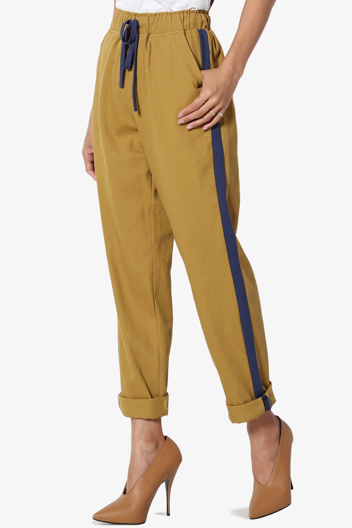 Load image into Gallery viewer, Landry Side Striped Twill Jogger Pants MUSTARD_1
