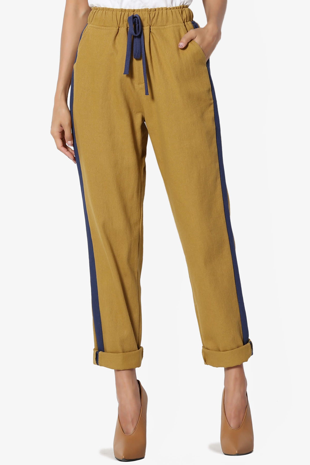 Load image into Gallery viewer, Landry Side Striped Twill Jogger Pants MUSTARD_3
