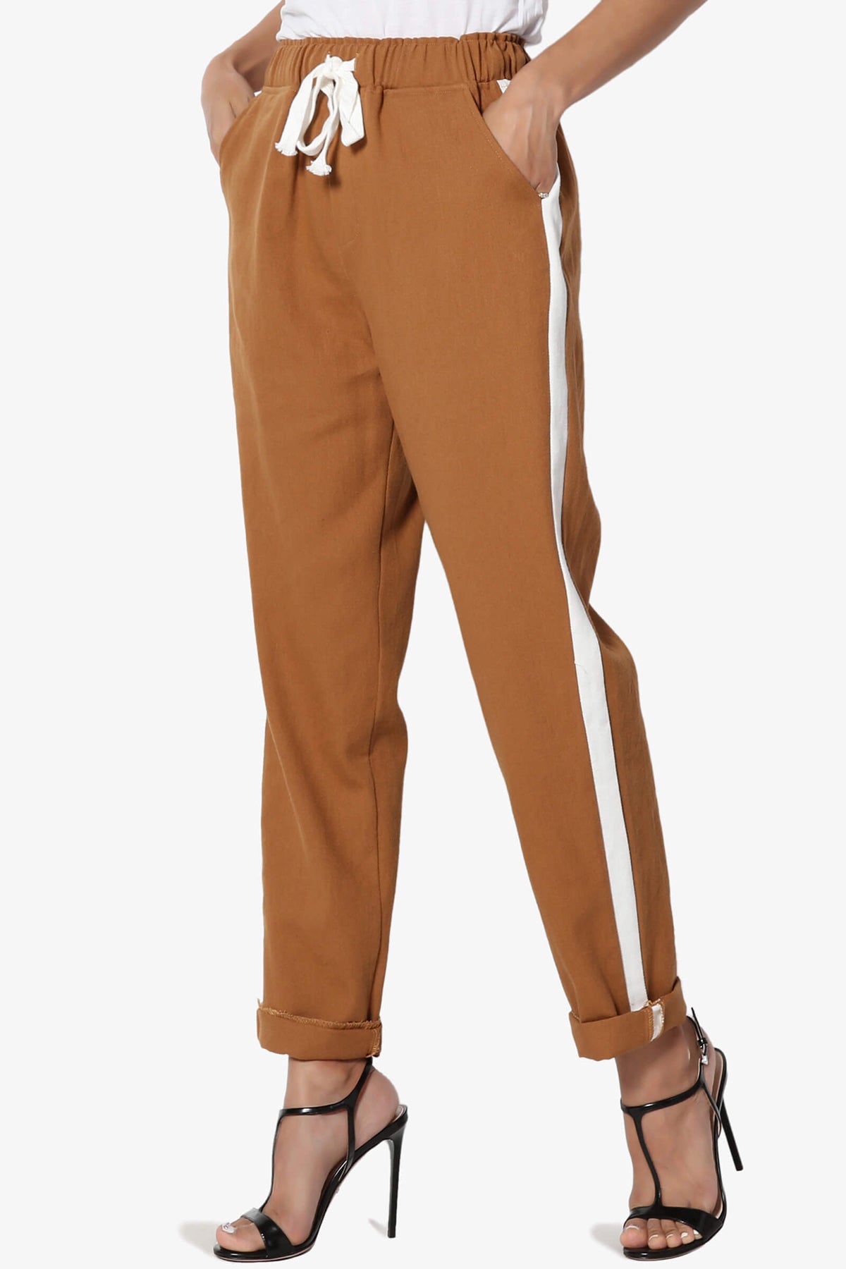 Load image into Gallery viewer, Landry Side Striped Twill Jogger Pants RUST_1
