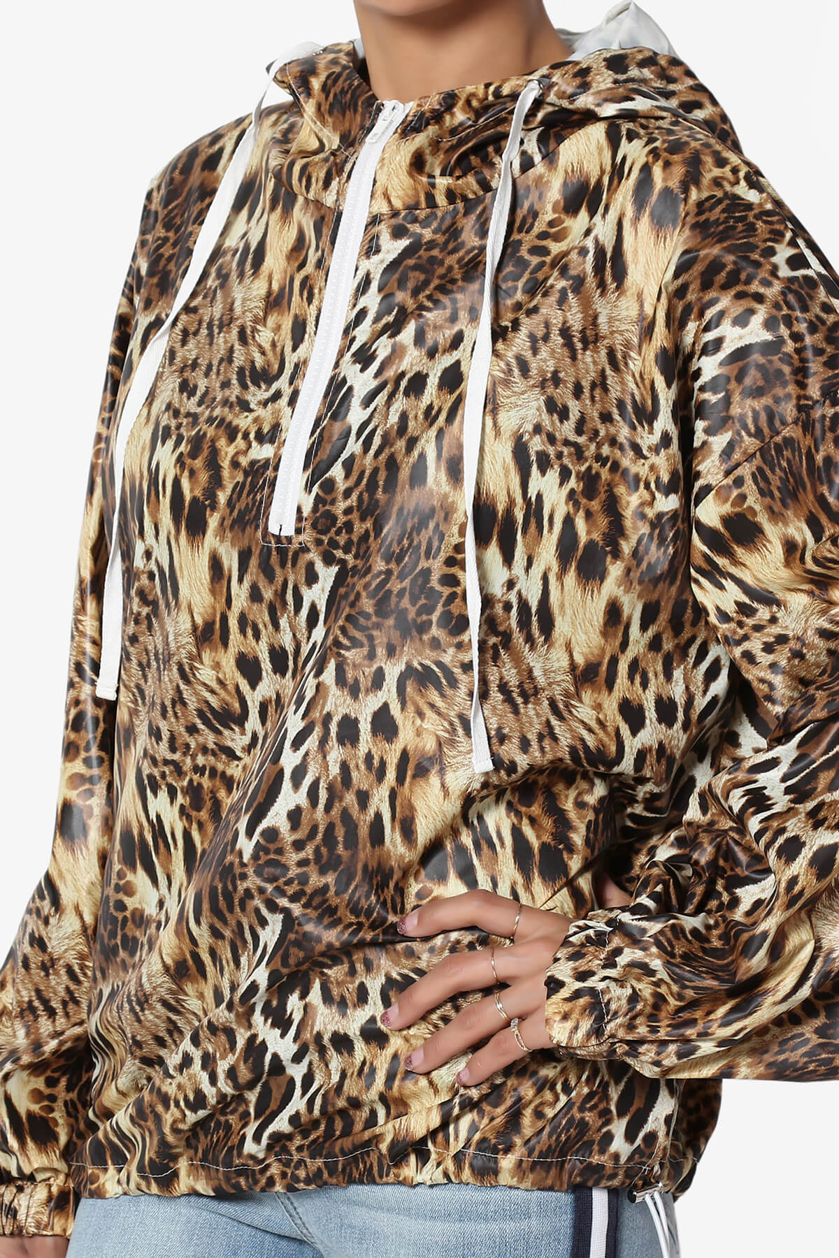 Load image into Gallery viewer, Rudy Hooded Half Zip Shell Jacket LEOPARD_5
