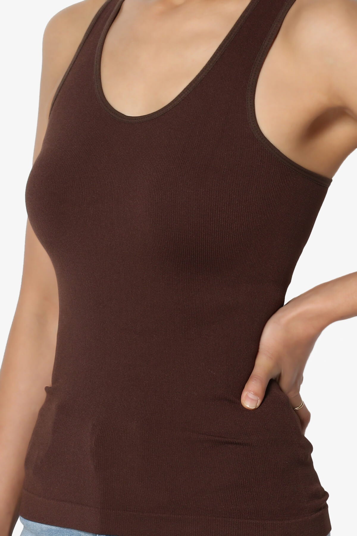 Load image into Gallery viewer, Dexie Ribbed Seamless Racerback Tank Top BROWN_5
