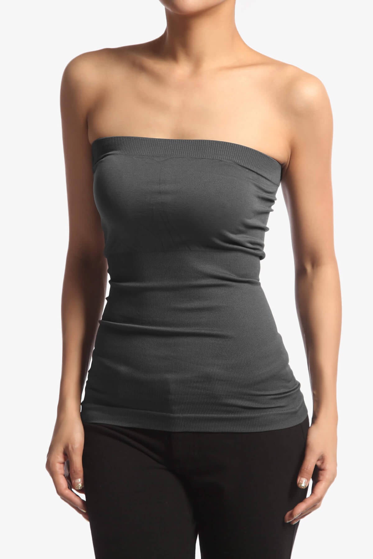 Load image into Gallery viewer, Ellenie Strapless Sealmess Tube Top GREY_1

