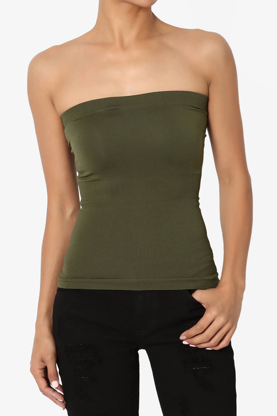 Ellenie Strapless Sealmess Tube Top OLIVE_1