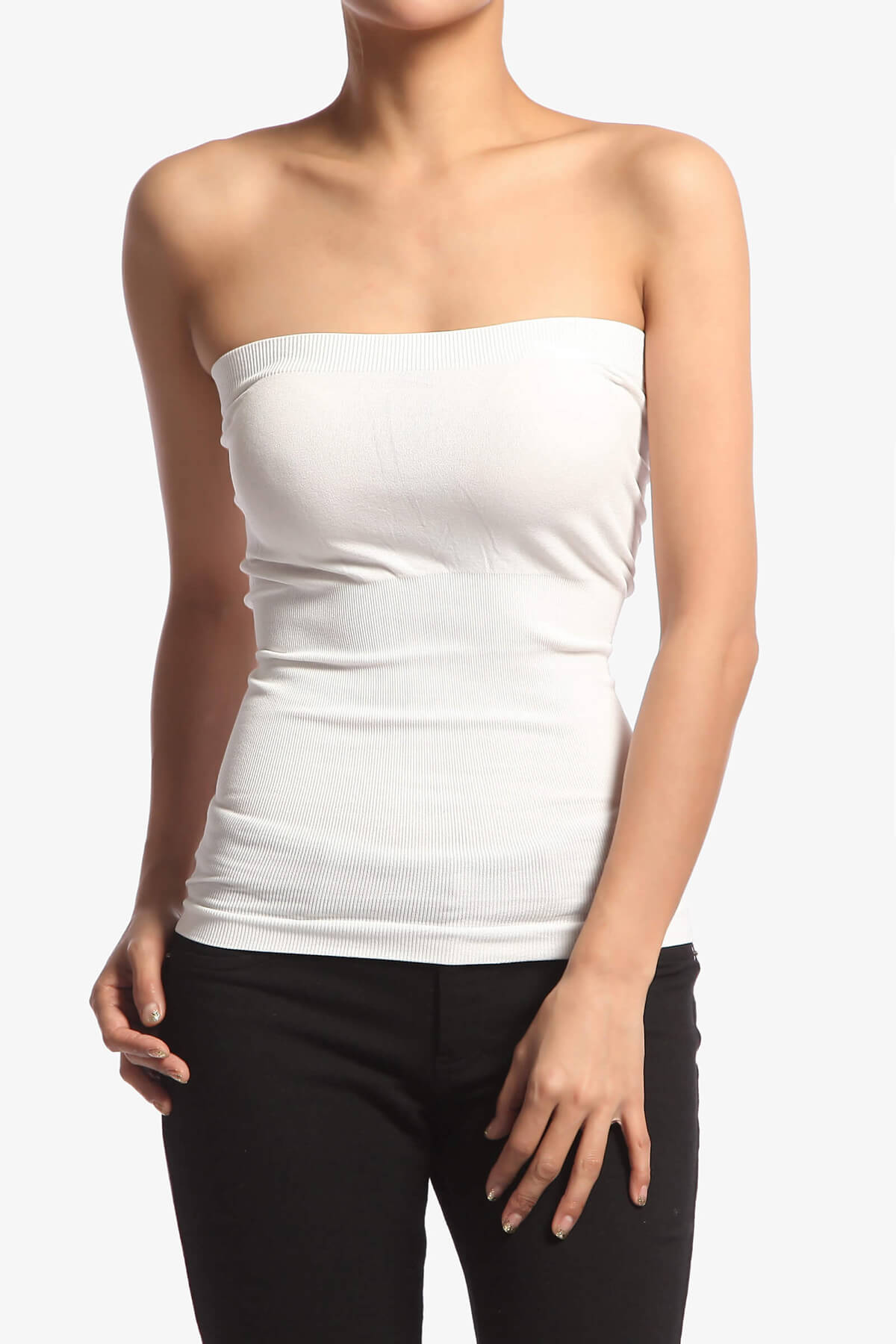 Load image into Gallery viewer, Ellenie Strapless Sealmess Tube Top WHITE_1
