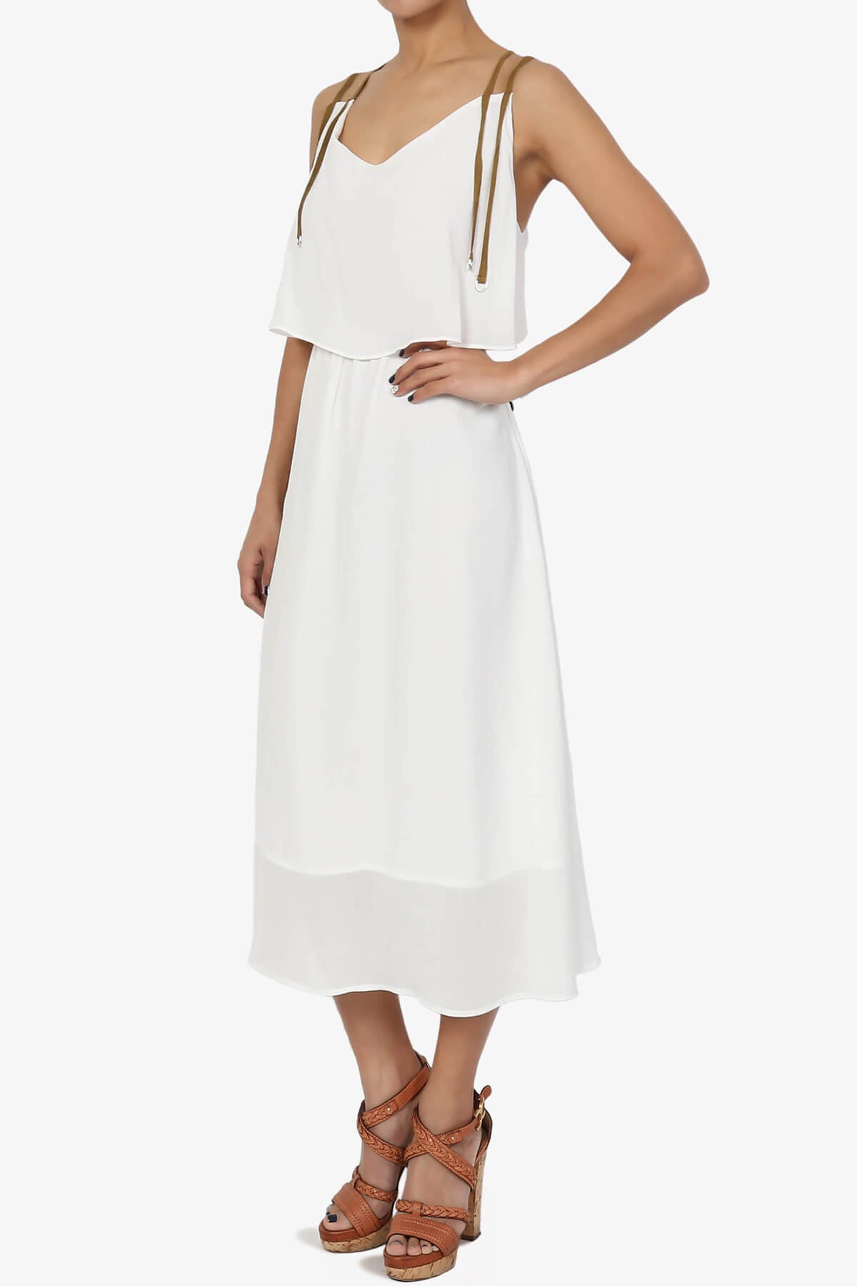 Load image into Gallery viewer, Dalenna Cami Layered Long Midi Dress PLUS IVORY_3
