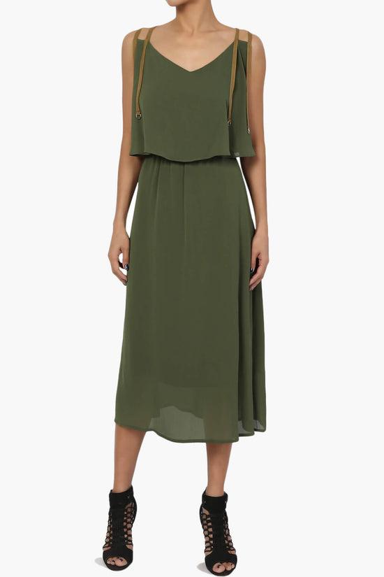 Load image into Gallery viewer, Dalenna Cami Layered Long Midi Dress PLUS OLIVE_1
