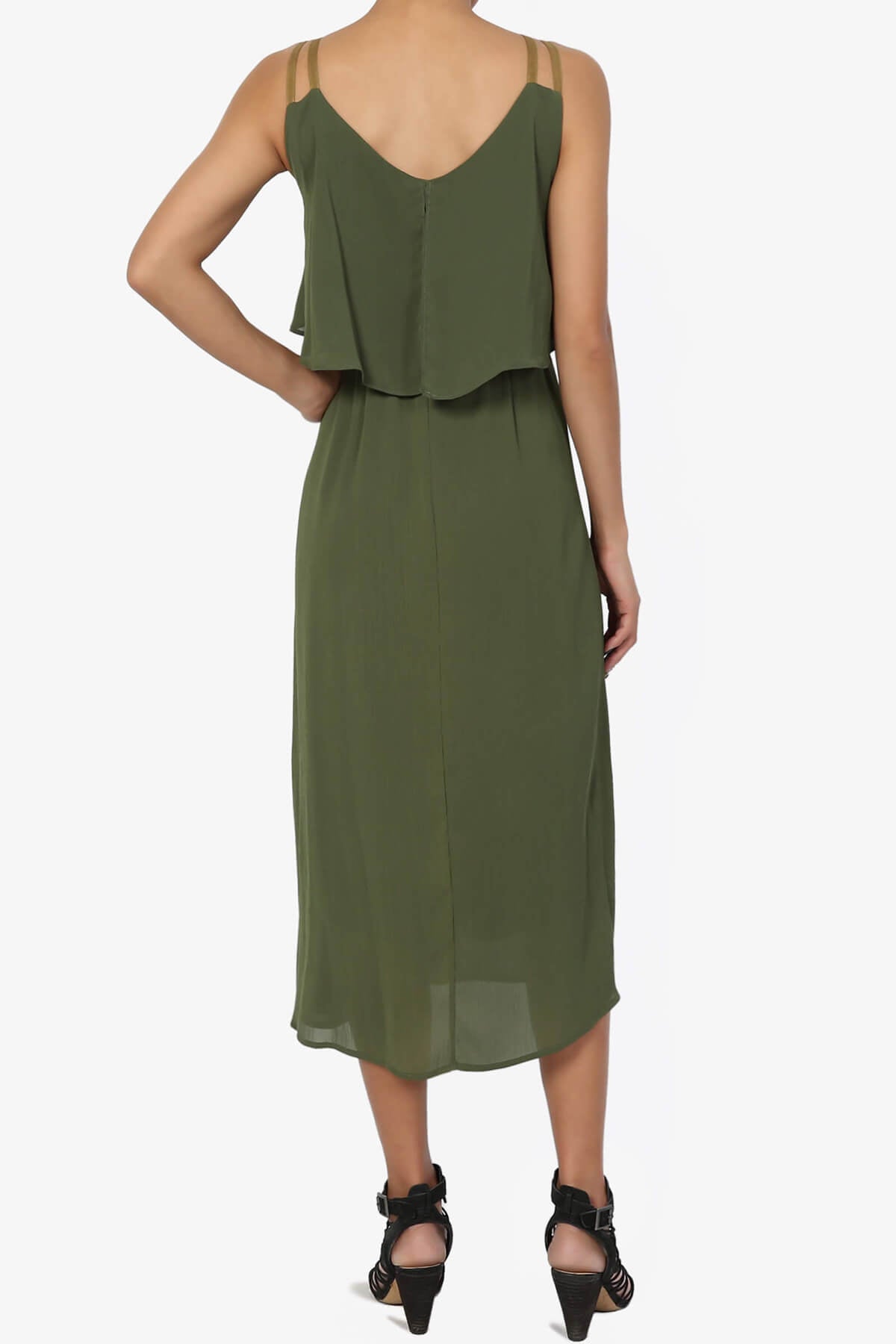 Load image into Gallery viewer, Dalenna Cami Layered Long Midi Dress PLUS OLIVE_2
