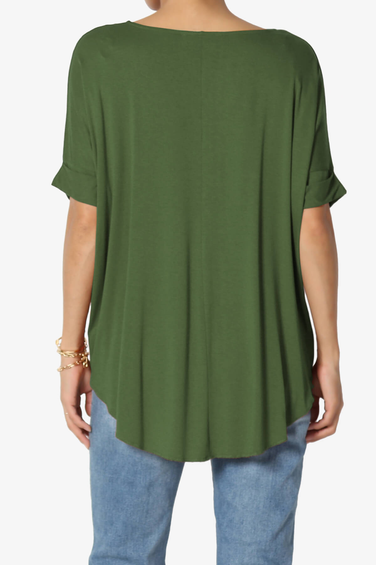 Tackle Wrap Hi-Low Crepe Knit Top ARMY GREEN_2