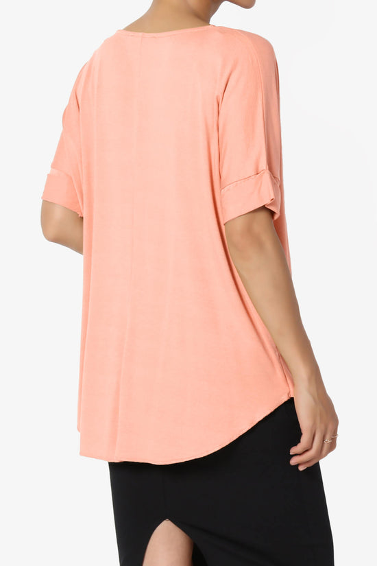 Load image into Gallery viewer, Tackle Wrap Hi-Low Crepe Knit Top CORAL_4

