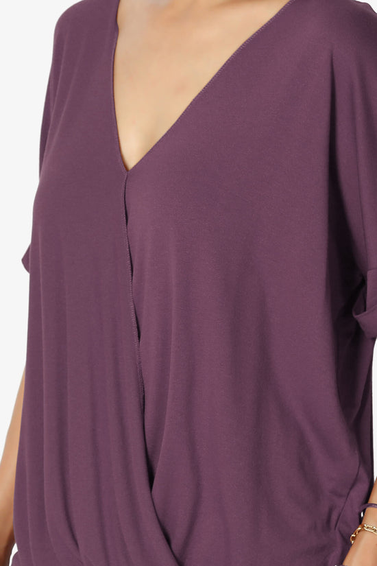 Load image into Gallery viewer, Tackle Wrap Hi-Low Crepe Knit Top DUSTY PLUM_5
