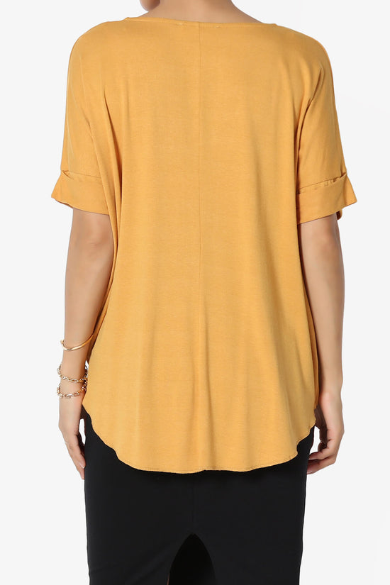 Load image into Gallery viewer, Tackle Wrap Hi-Low Crepe Knit Top GOLDEN MUSTARD_2
