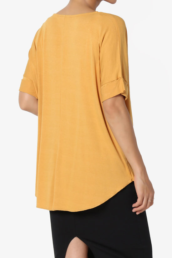 Load image into Gallery viewer, Tackle Wrap Hi-Low Crepe Knit Top GOLDEN MUSTARD_4
