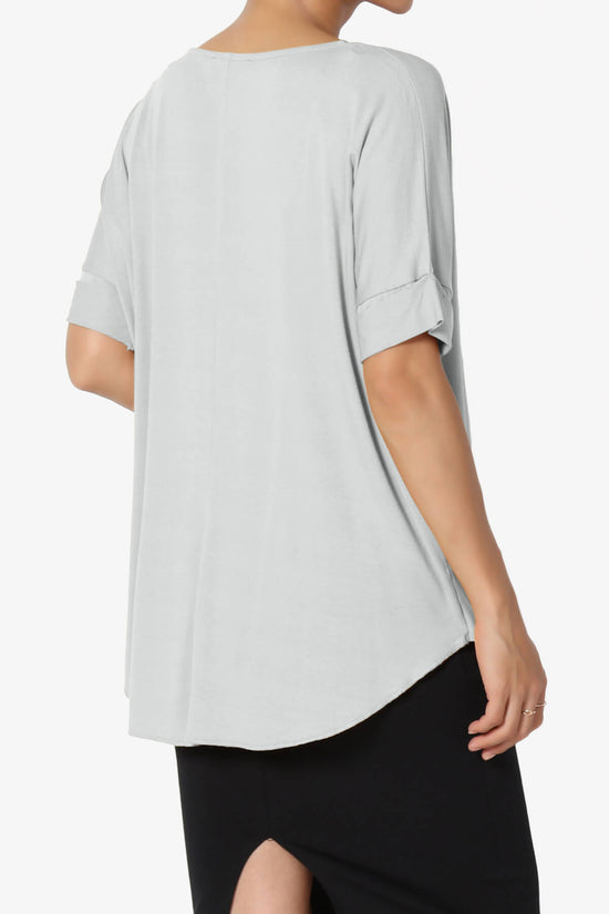 Load image into Gallery viewer, Tackle Wrap Hi-Low Crepe Knit Top LIGHT GREY_4
