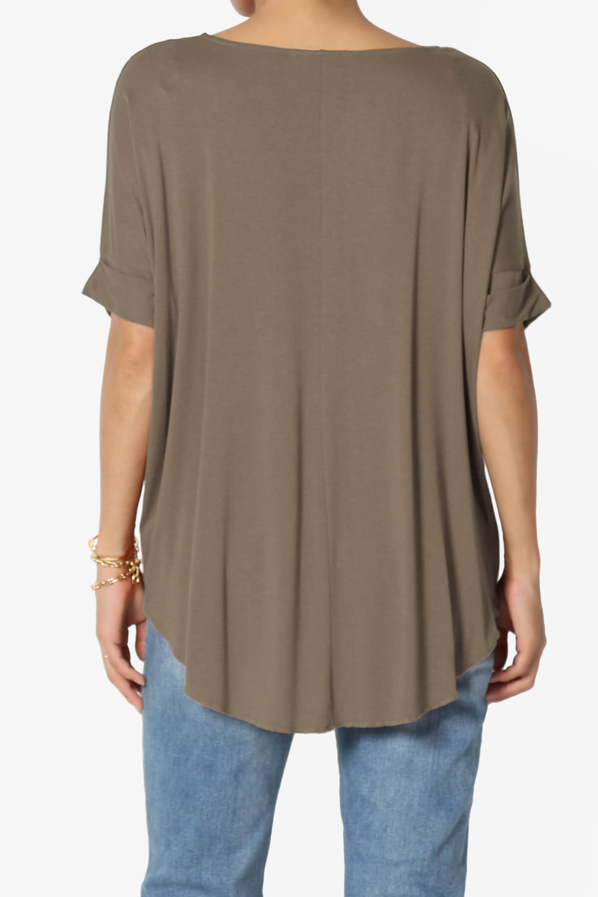 Load image into Gallery viewer, Tackle Wrap Hi-Low Crepe Knit Top MOCHA_2
