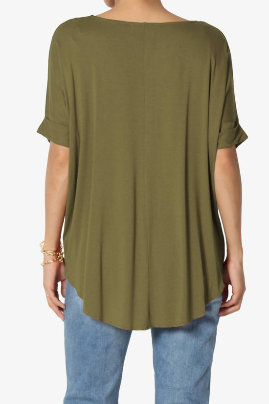 Load image into Gallery viewer, Tackle Wrap Hi-Low Crepe Knit Top OLIVE KHAKI_2
