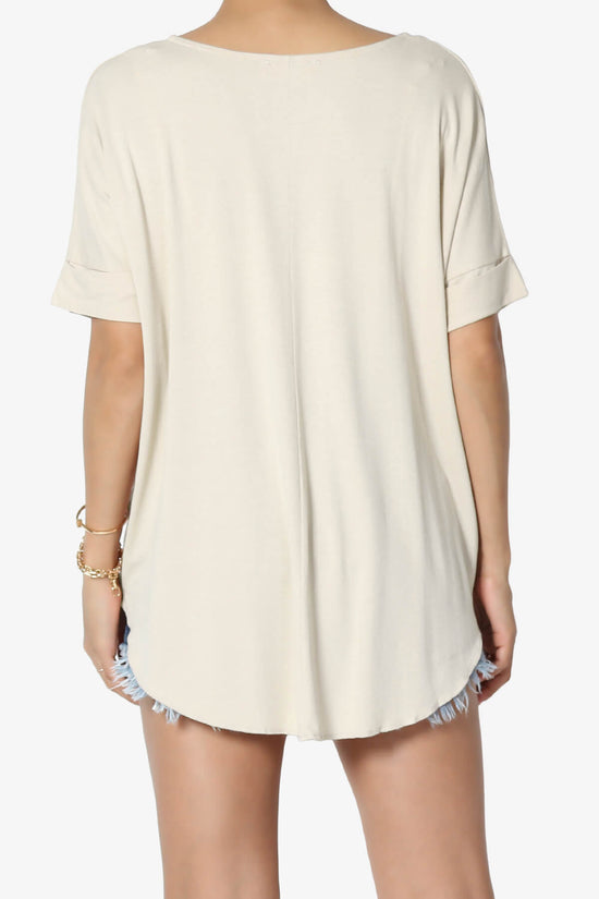 Load image into Gallery viewer, Tackle Wrap Hi-Low Crepe Knit Top SAND BEIGE_2
