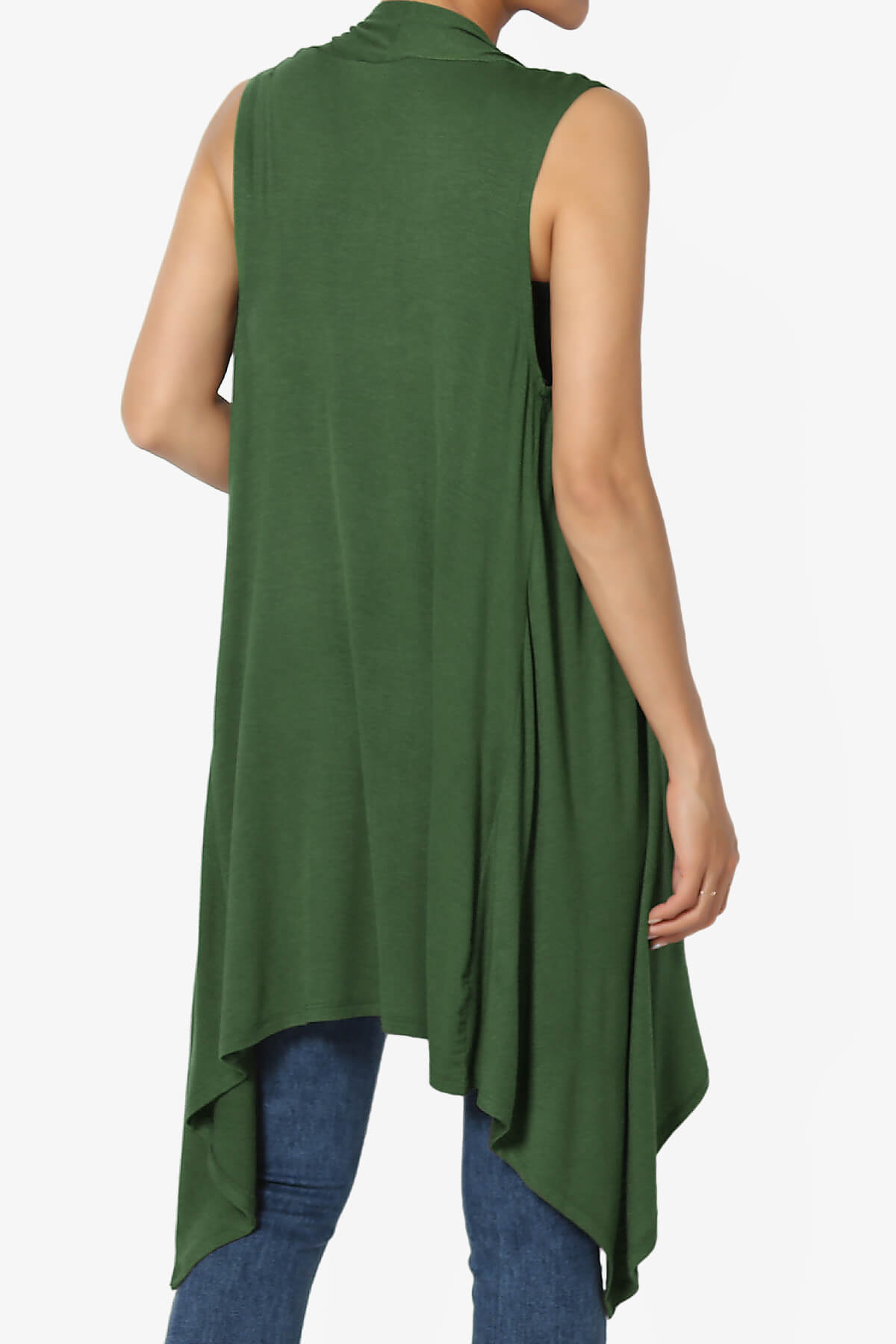 Load image into Gallery viewer, Taysom Draped Open Front Sleeveless Cardigan Vest ARMY GREEN_2
