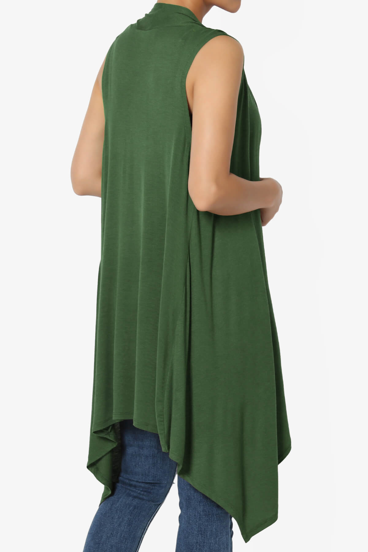 Load image into Gallery viewer, Taysom Draped Open Front Sleeveless Cardigan Vest ARMY GREEN_4
