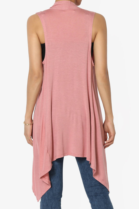 Load image into Gallery viewer, Taysom Draped Open Front Sleeveless Cardigan Vest ASH ROSE_2
