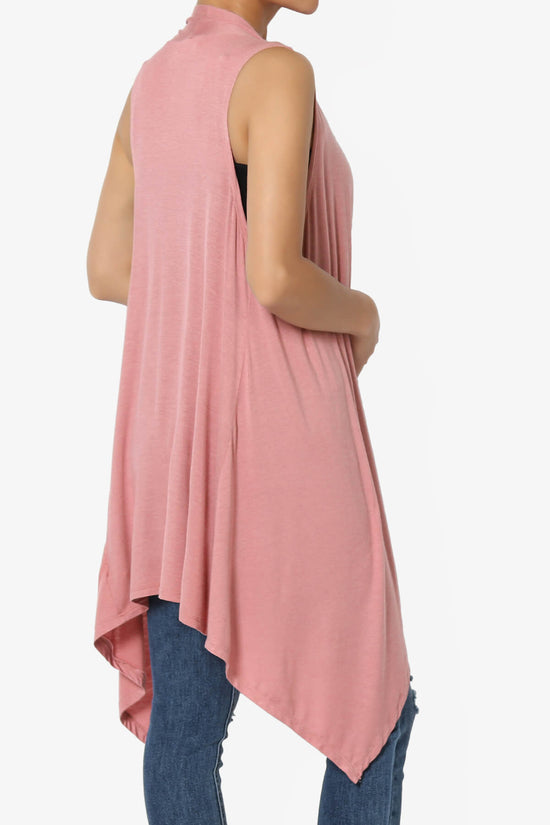 Taysom Draped Open Front Sleeveless Cardigan Vest ASH ROSE_4