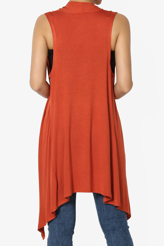 Load image into Gallery viewer, Taysom Draped Open Front Sleeveless Cardigan Vest COPPER_2
