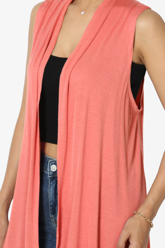 Taysom Draped Open Front Sleeveless Cardigan Vest CORAL_5