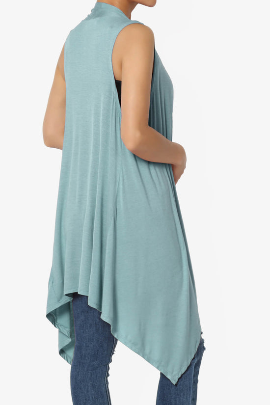 Taysom Draped Open Front Sleeveless Cardigan Vest DUSTY BLUE_4