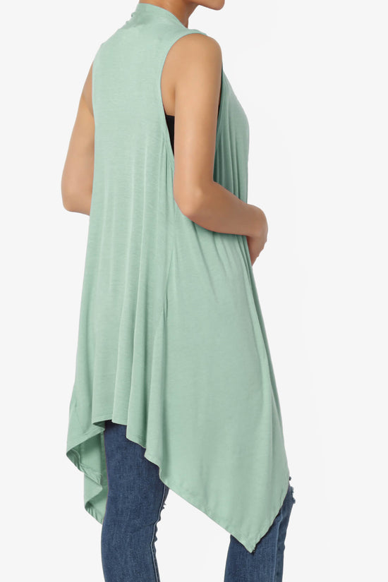 Load image into Gallery viewer, Taysom Draped Open Front Sleeveless Cardigan Vest DUSTY GREEN_4
