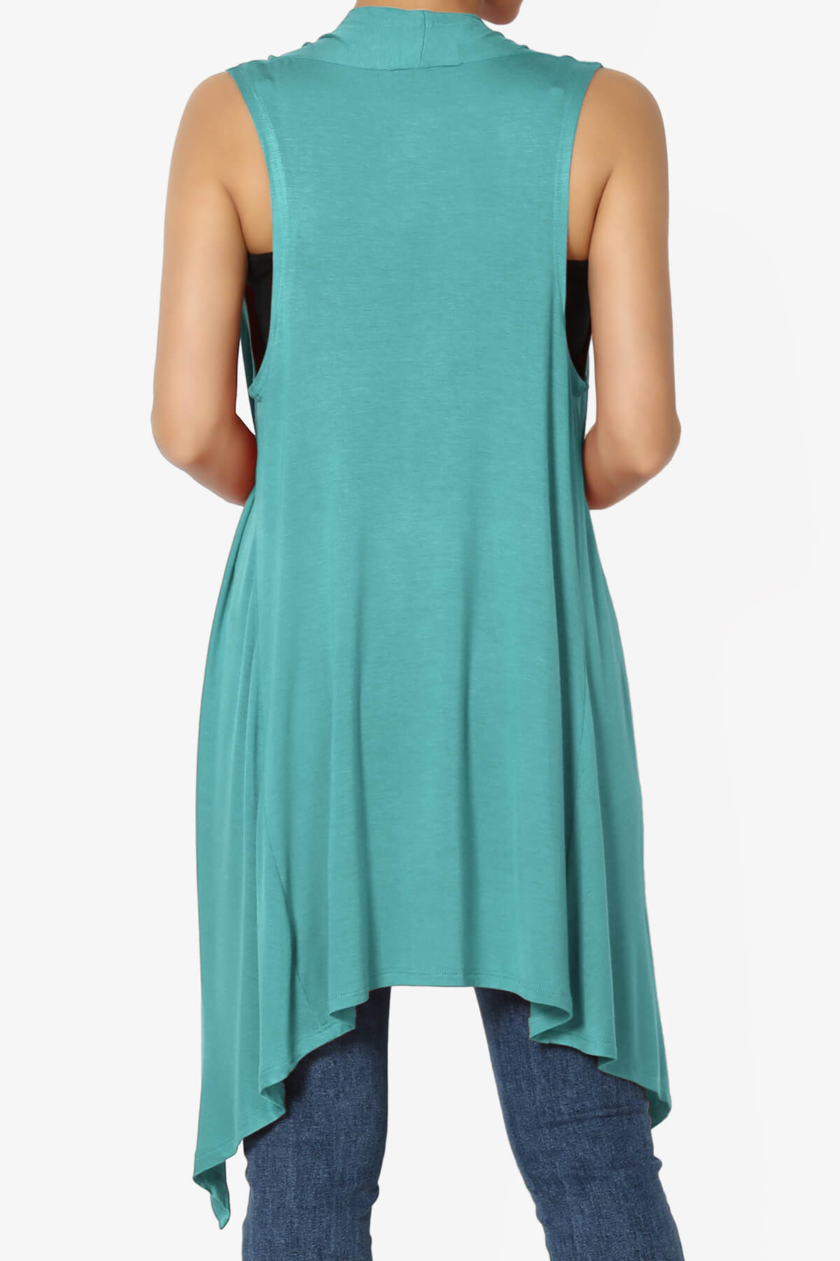 Load image into Gallery viewer, Taysom Draped Open Front Sleeveless Cardigan Vest DUSTY TEAL_2
