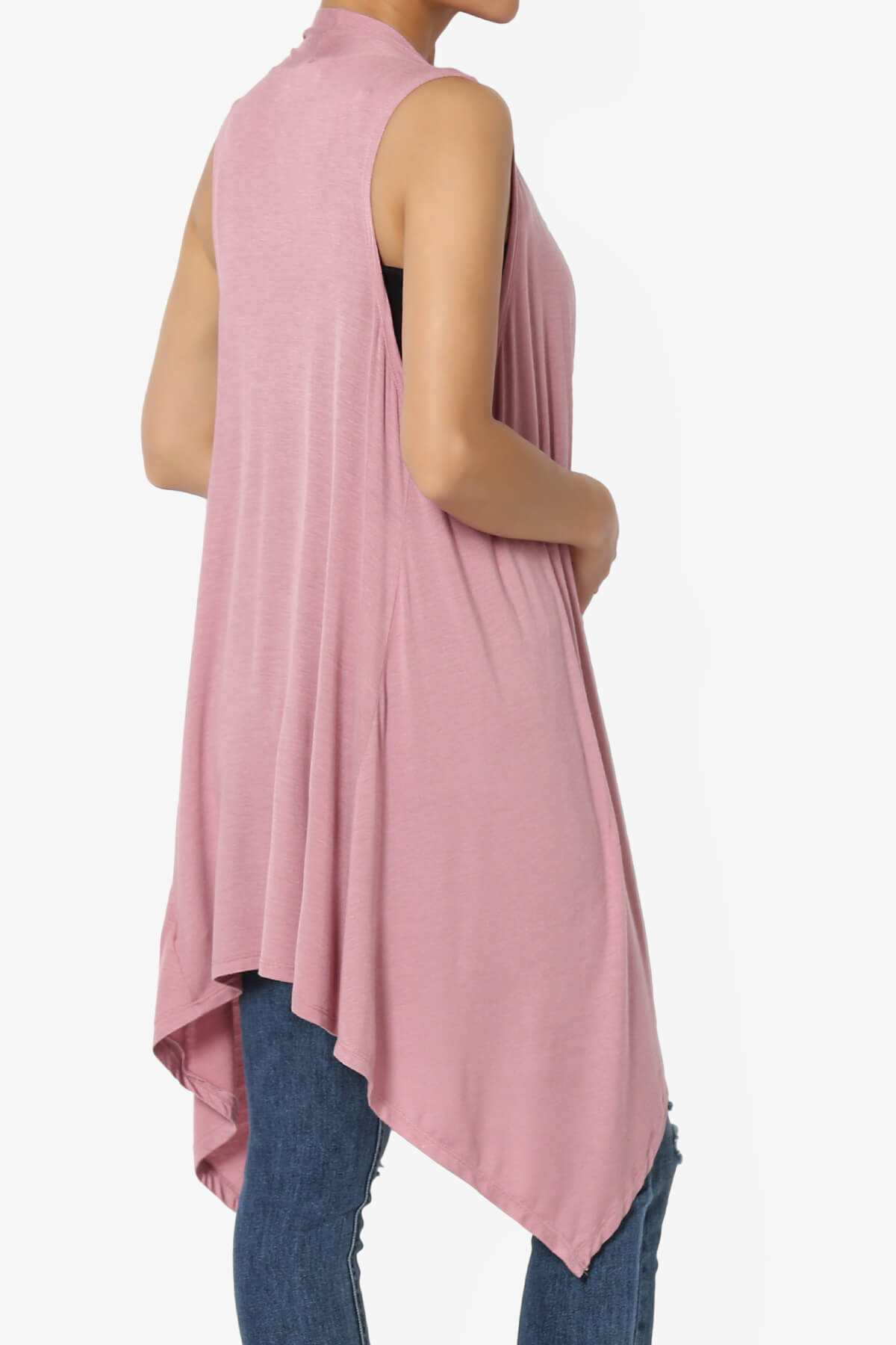 Taysom Draped Open Front Sleeveless Cardigan Vest LIGHT ROSE_4