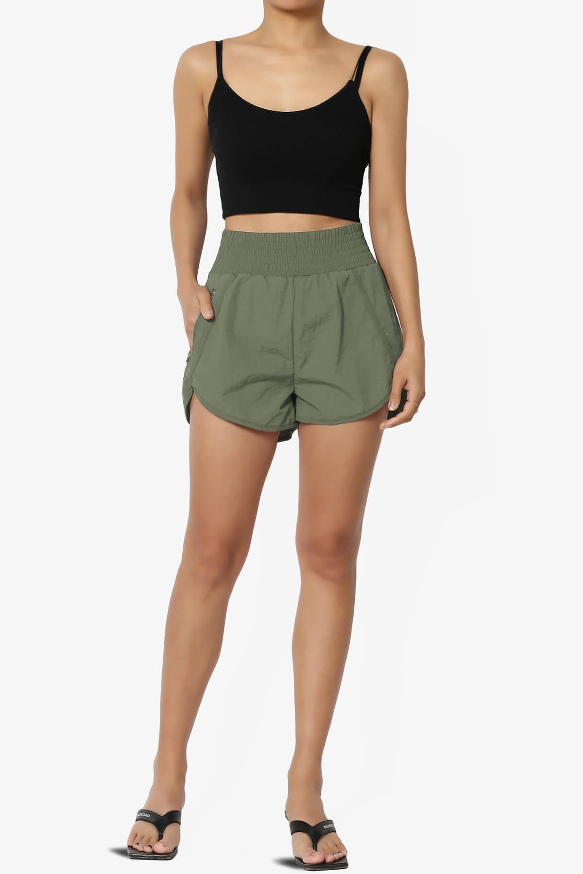 Load image into Gallery viewer, The Way Home Running Shorts w Zip Pocket DUSTY OLIVE_6
