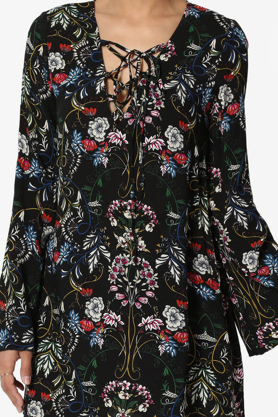 Load image into Gallery viewer, Maggie Floral Voile Shift Tunic Dress DARK GREEN_5
