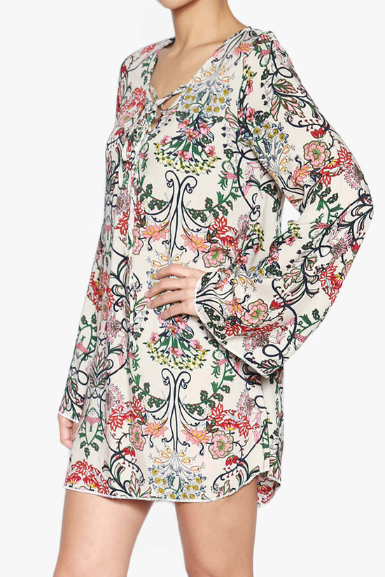 Maggie Floral Voile Shift Tunic Dress TAUPE_3