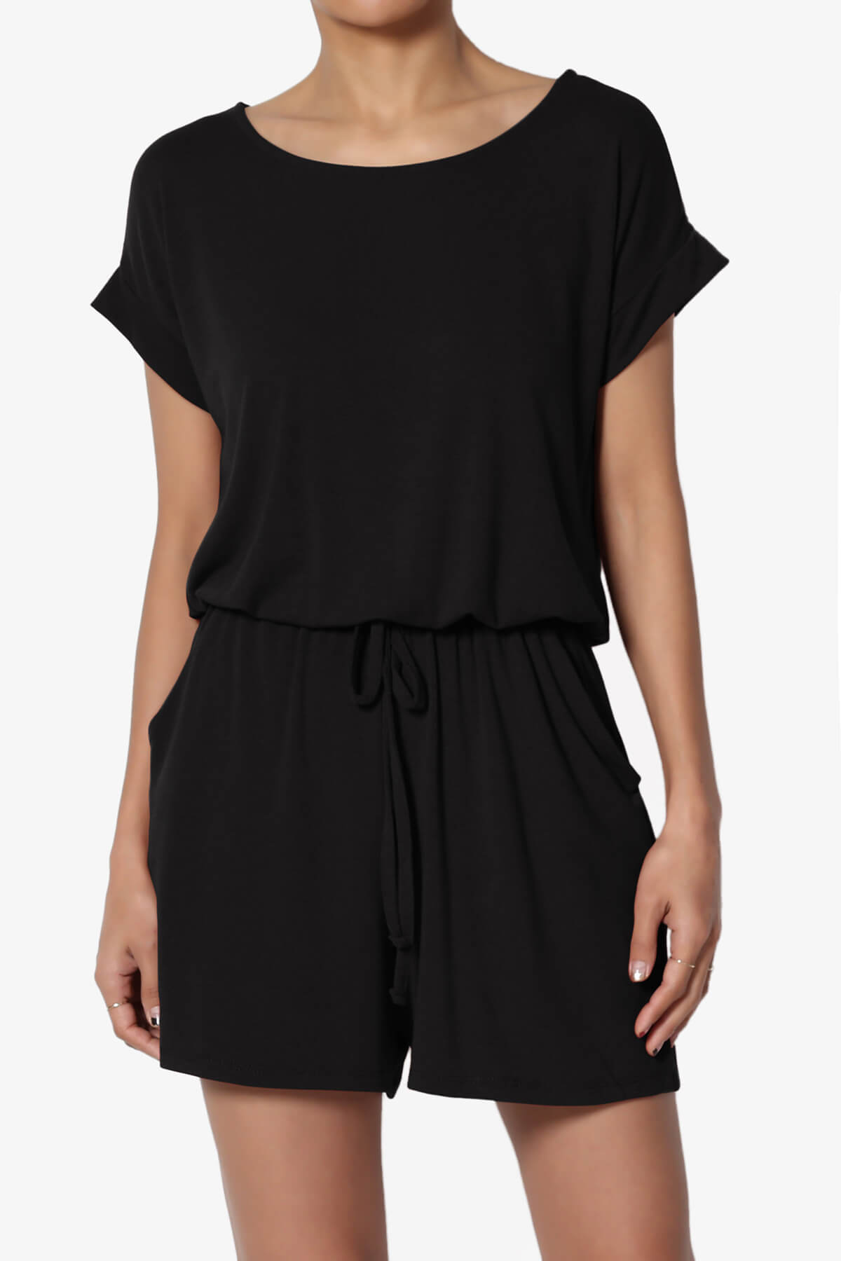 Load image into Gallery viewer, Tina Short Sleeve Jersey Romper BLACK_1
