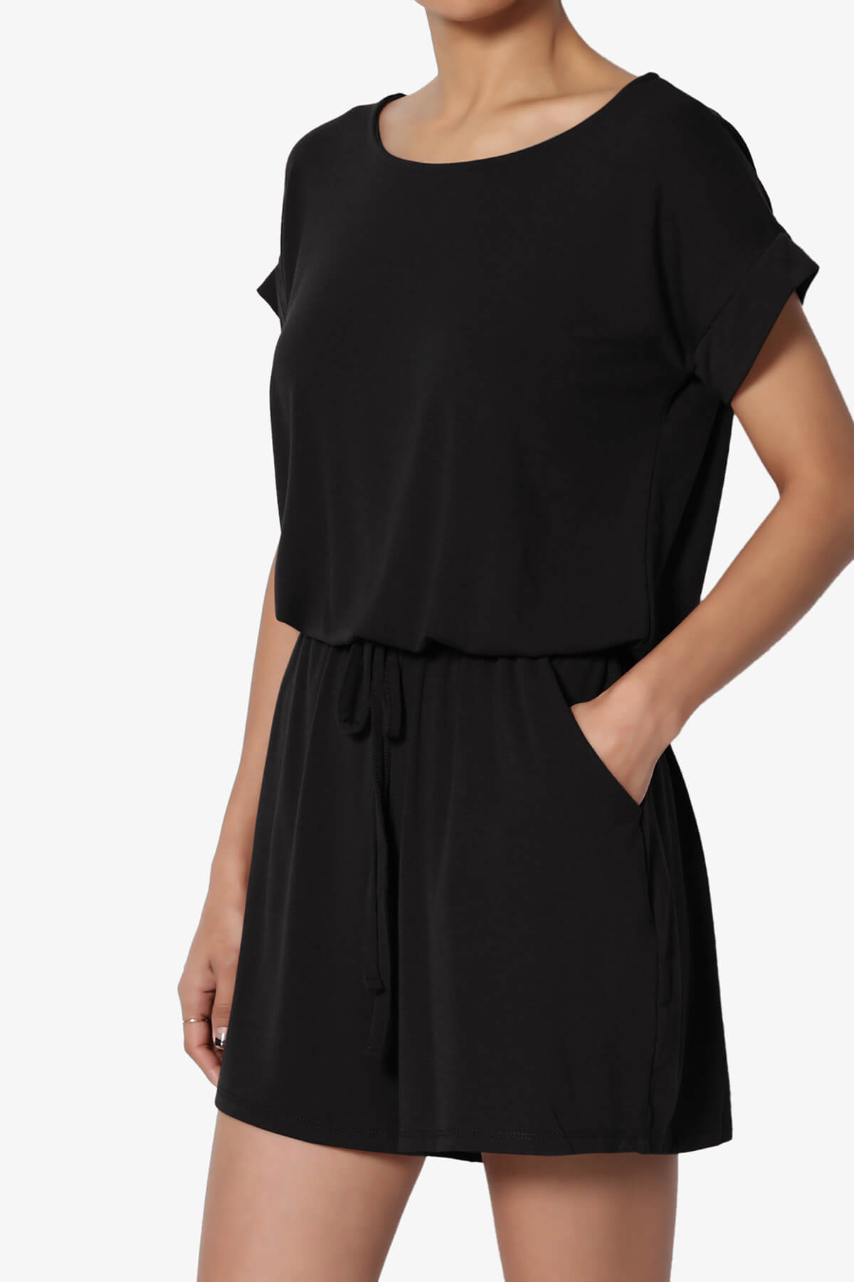 Tina Short Sleeve Jersey Romper BLACK_3