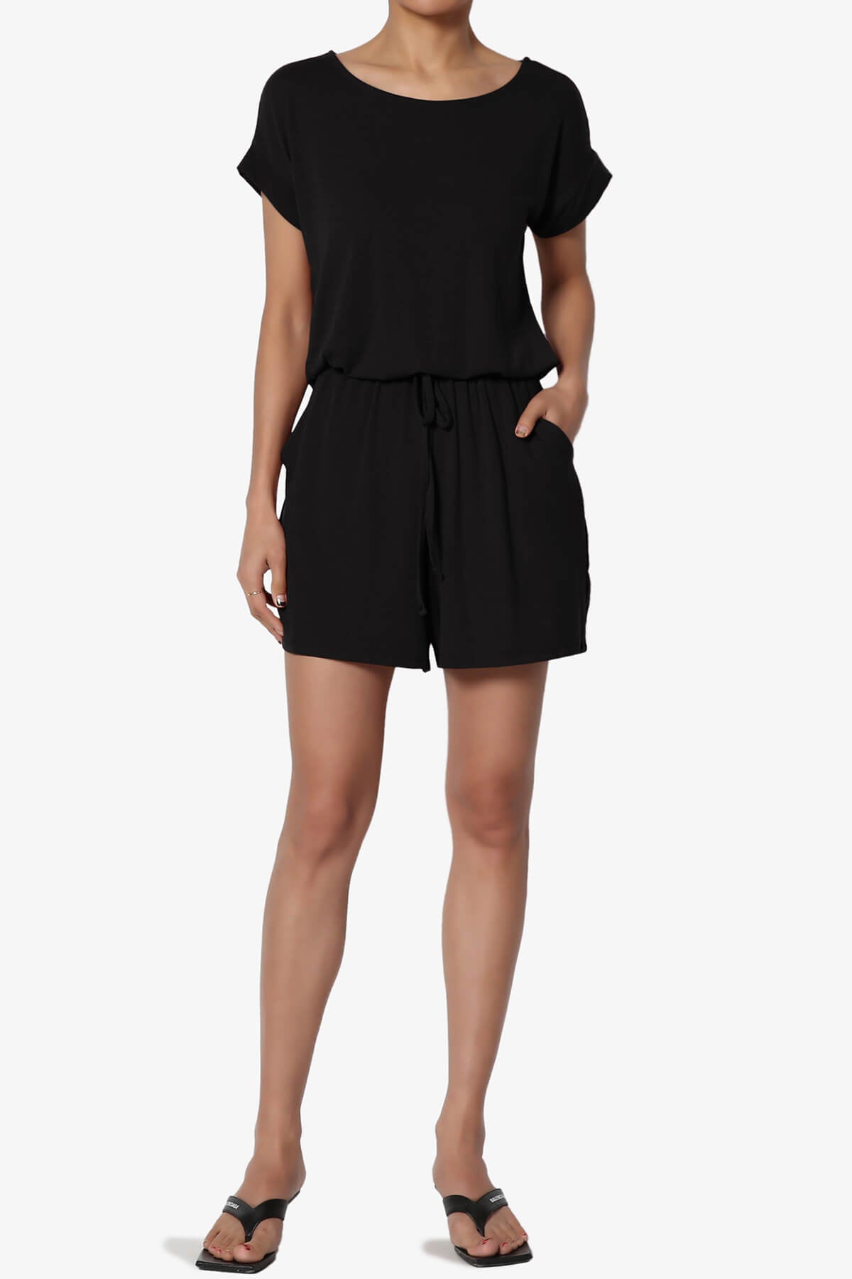Load image into Gallery viewer, Tina Short Sleeve Jersey Romper BLACK_6
