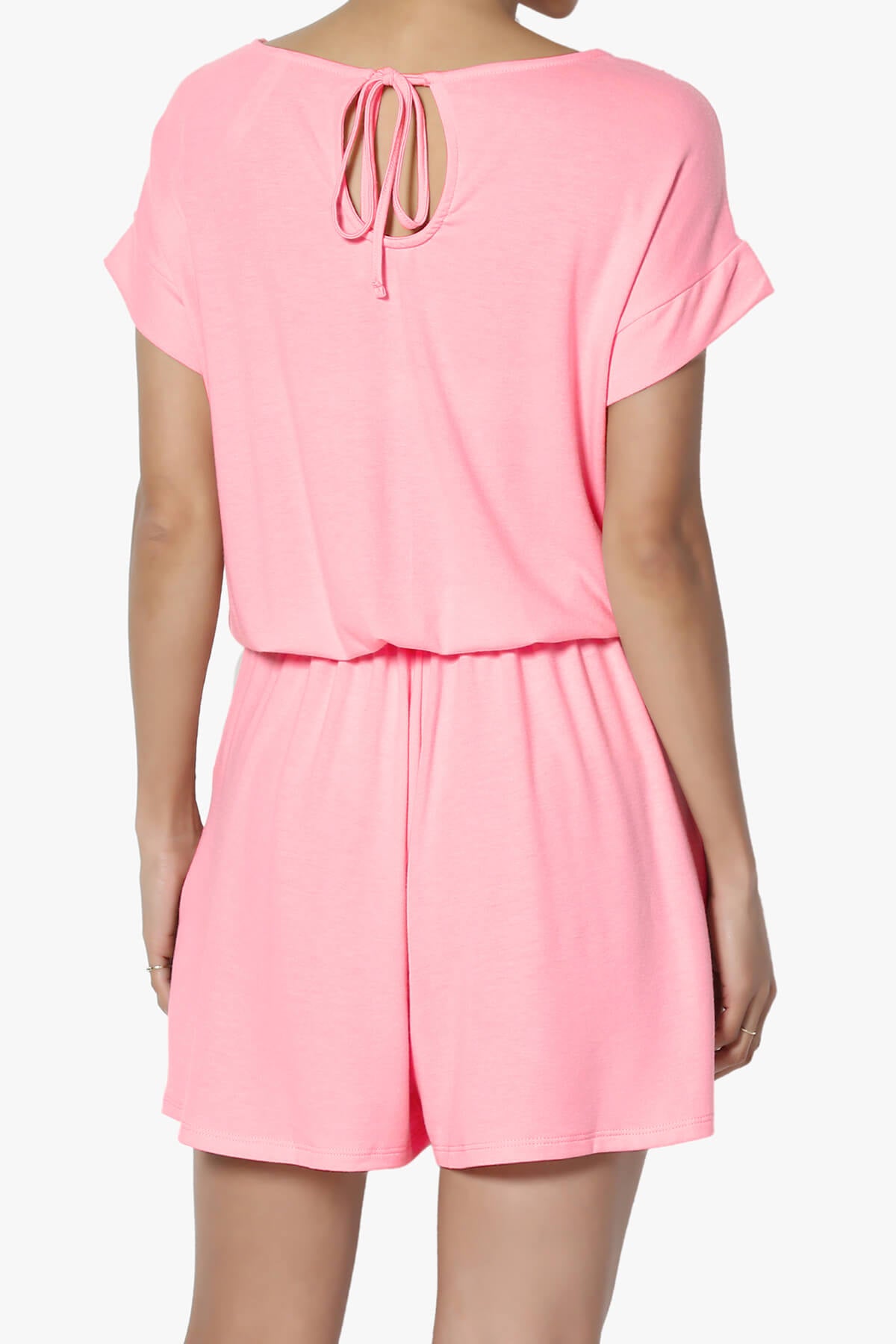 Load image into Gallery viewer, Tina Short Sleeve Jersey Romper BRIGHT PINK_2
