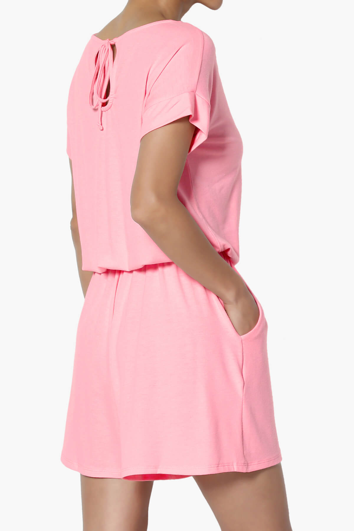 Load image into Gallery viewer, Tina Short Sleeve Jersey Romper BRIGHT PINK_4
