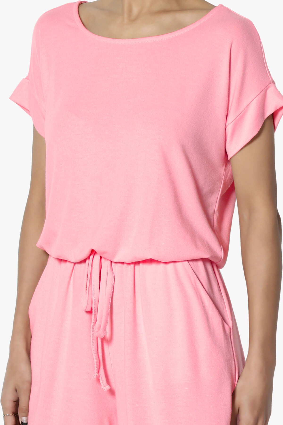 Load image into Gallery viewer, Tina Short Sleeve Jersey Romper BRIGHT PINK_5
