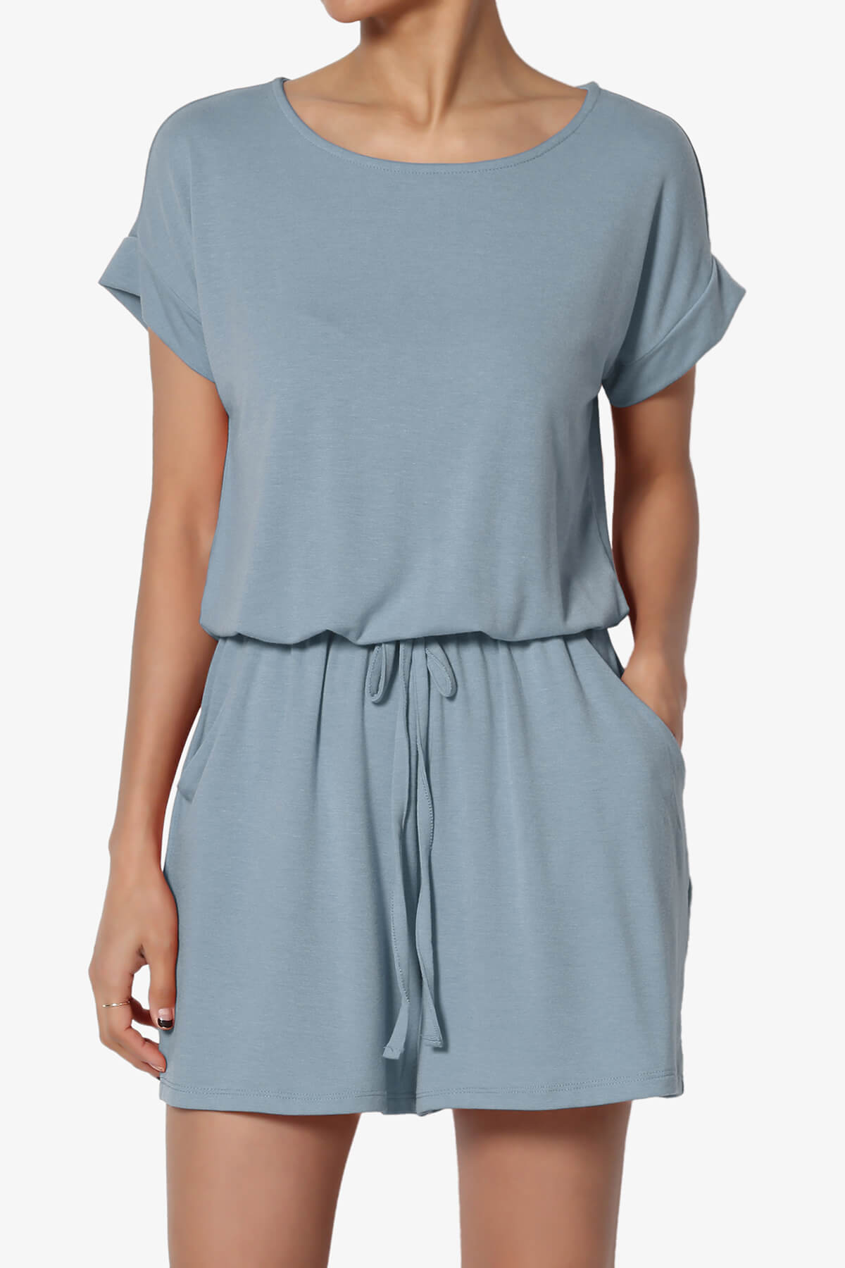 Load image into Gallery viewer, Tina Short Sleeve Jersey Romper CEMENT_1
