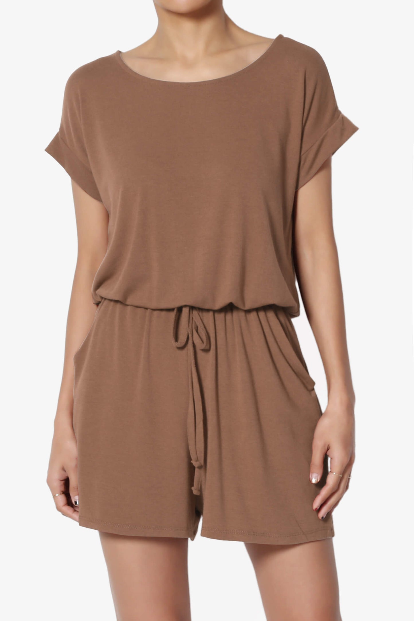 Load image into Gallery viewer, Tina Short Sleeve Jersey Romper COCOA_1
