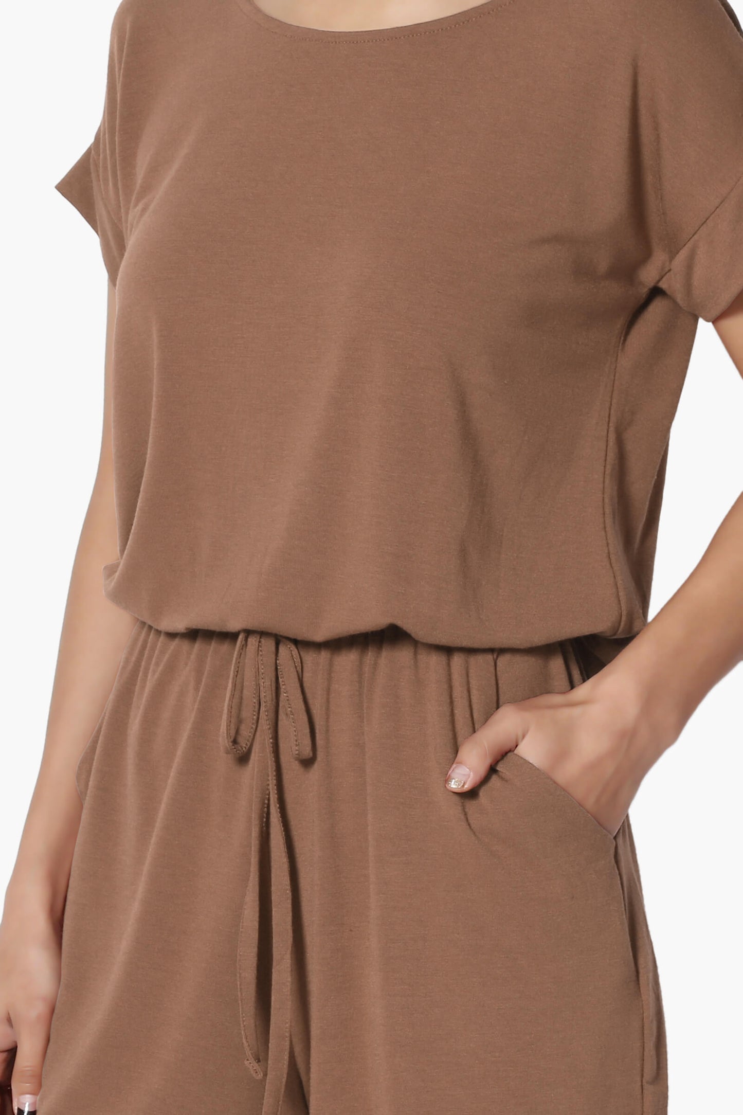Load image into Gallery viewer, Tina Short Sleeve Jersey Romper COCOA_5
