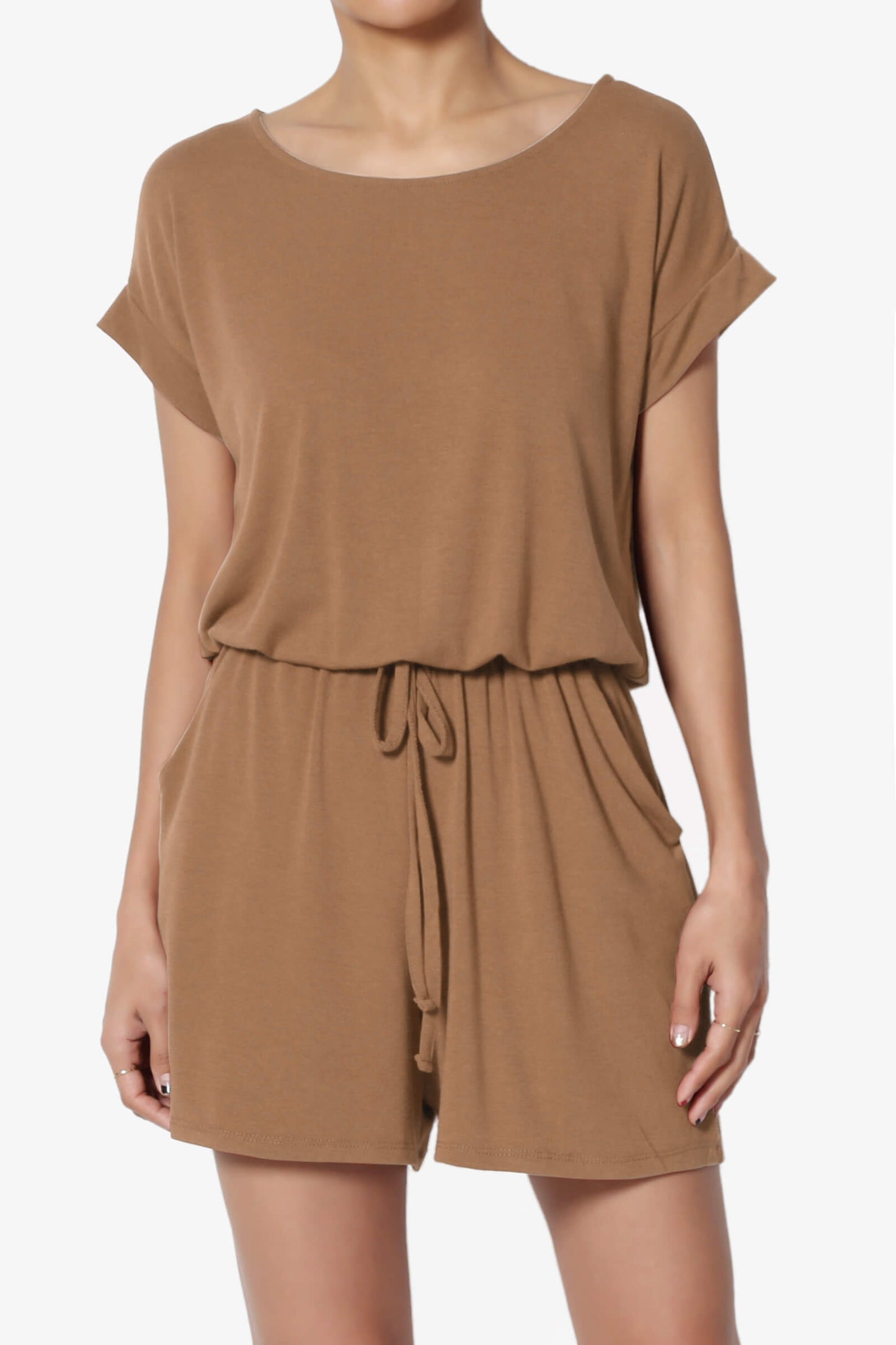 Tina Short Sleeve Jersey Romper DEEP CAMEL_1