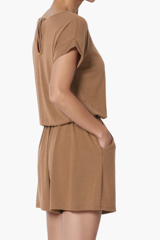 Load image into Gallery viewer, Tina Short Sleeve Jersey Romper DEEP CAMEL_4
