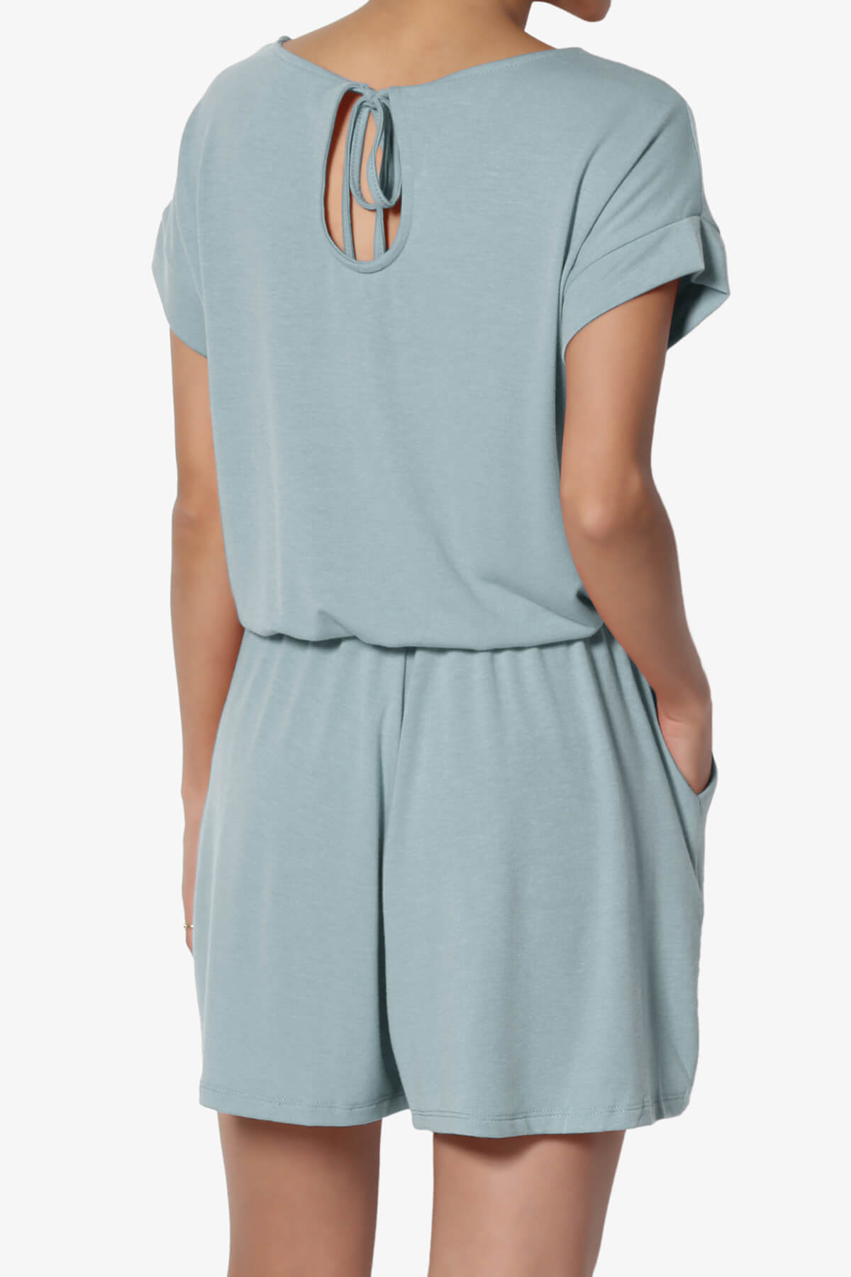 Load image into Gallery viewer, Tina Short Sleeve Jersey Romper DUSTY BLUE_2
