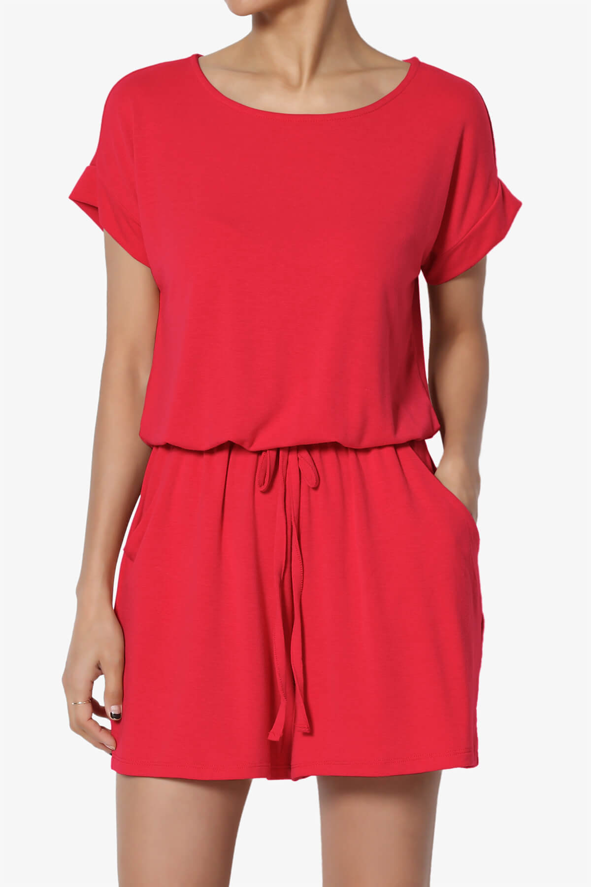 Tina Short Sleeve Jersey Romper RED_1
