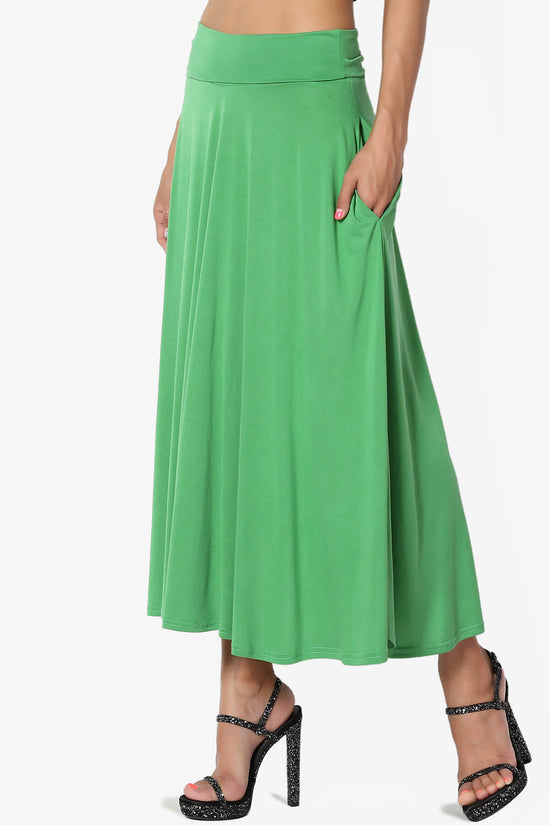 Load image into Gallery viewer, Jubilant Pocket Swing Midi Skirt LIME_3
