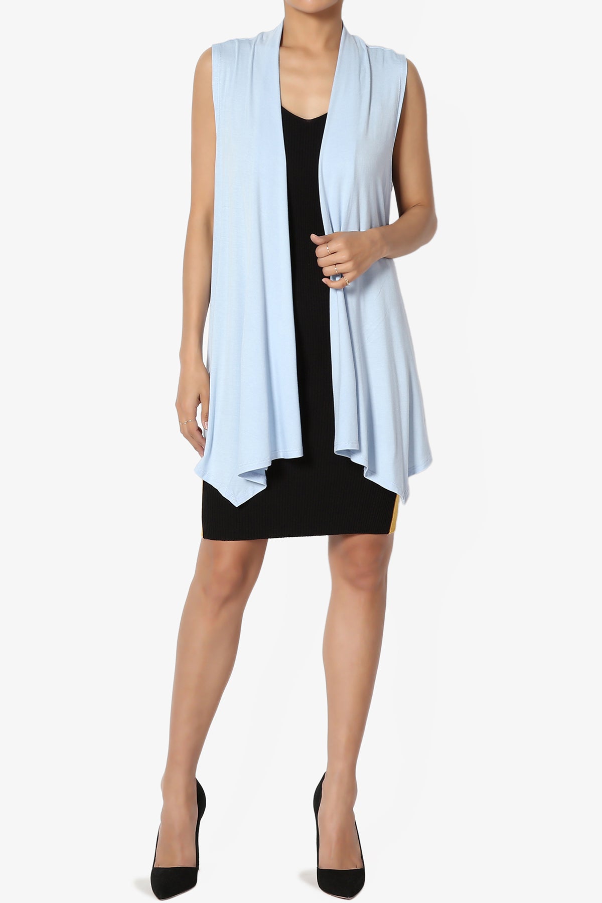 Load image into Gallery viewer, Danna Draped Jersey Vest ASH BLUE_6
