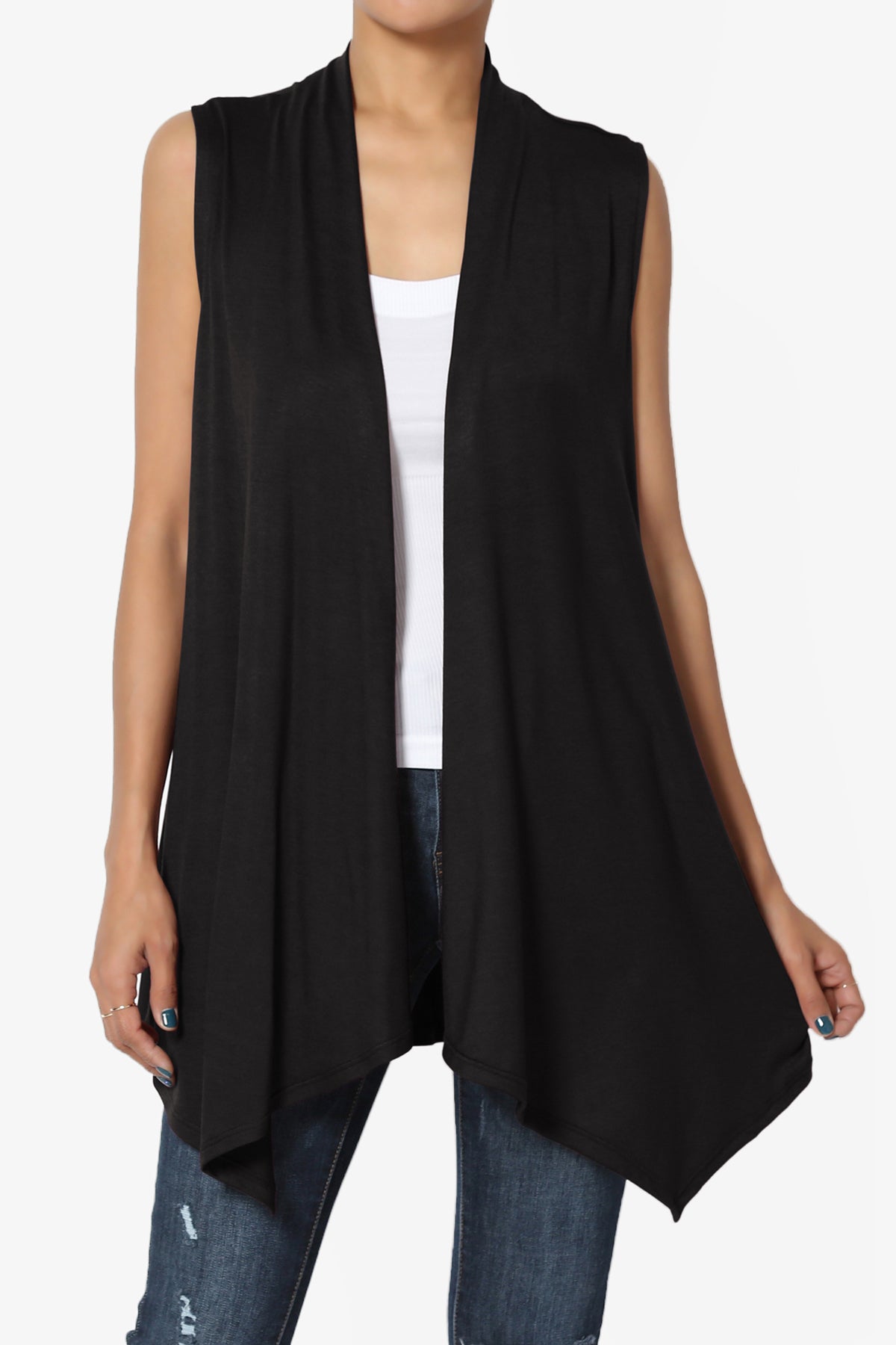 Danna Draped Jersey Vest BLACK_1