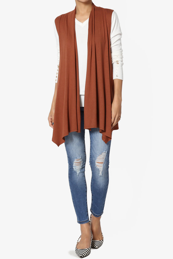 Load image into Gallery viewer, Danna Draped Jersey Vest CAMEL_6
